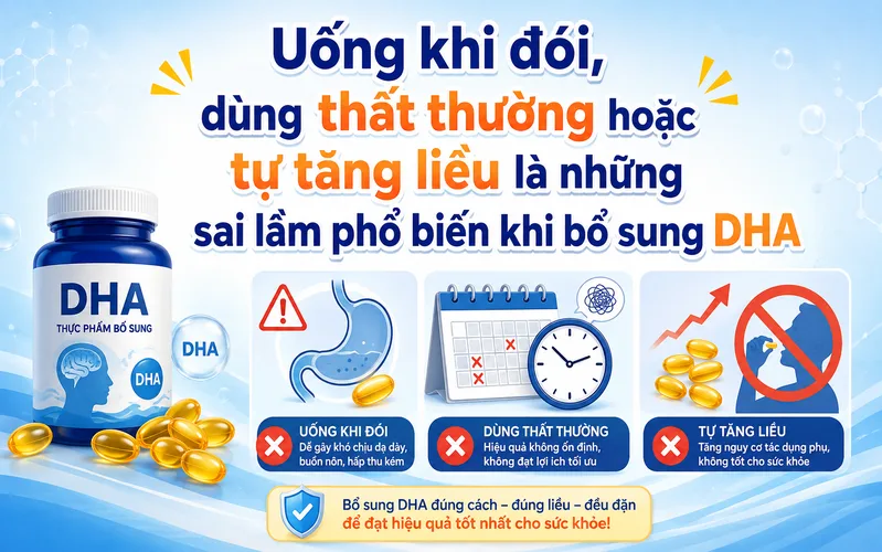 Uống khi đói, dùng thất thường hoặc tự tăng liều là những sai lầm phổ biến khi bổ sung DHA