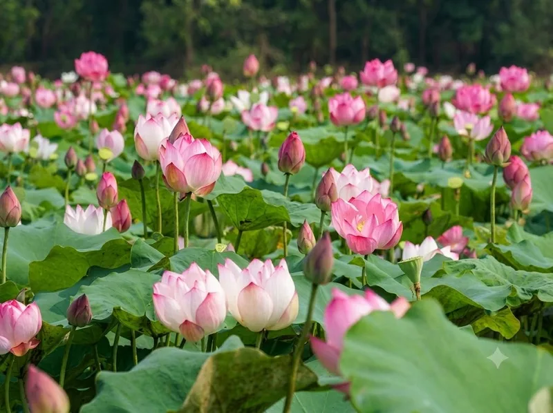 Sen hồng vươn lên từ bùn gợi nghị lực và một khởi đầu tích cực.